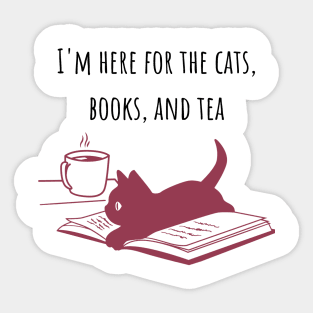 Cats, Books, and Tea Red Sticker